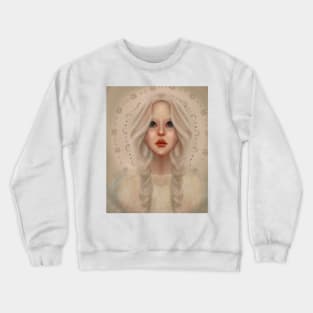 Nicole Kidman Fan Art Fairy Ice Queen Illustration Silver Hair in Braids Moon Phase Background Lace Top Crewneck Sweatshirt